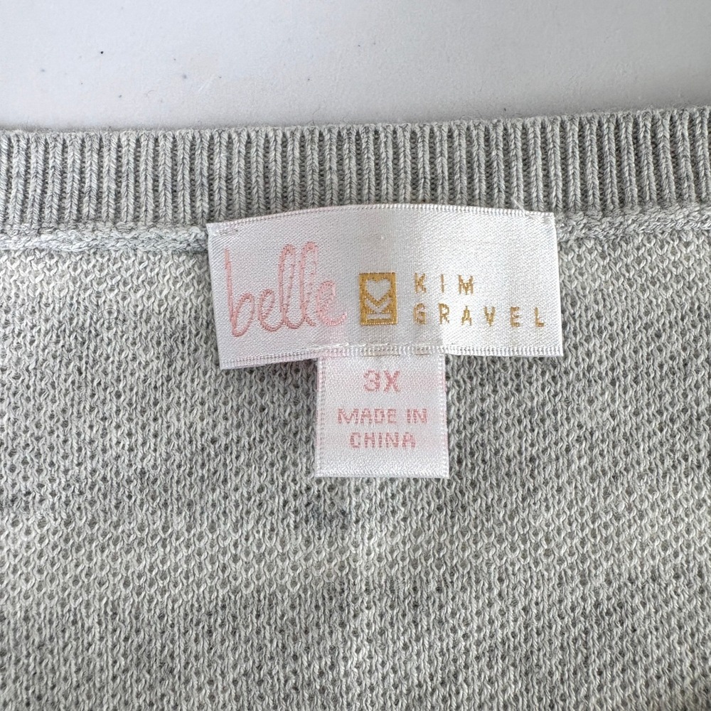 Belle by Kim Gravel Sweater Size 3X Gray White Zebra Print Knit Pullover A549501 - Picture 3 of 8